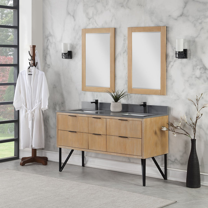 Altair Designs Helios 60" Double Bathroom Vanity Set with Concrete Gray Stone Countertop - 548060-WP-CG-NM - Backyard Provider