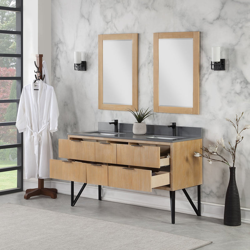 Altair Designs Helios 60" Double Bathroom Vanity Set with Concrete Gray Stone Countertop - 548060-WP-CG-NM - Backyard Provider