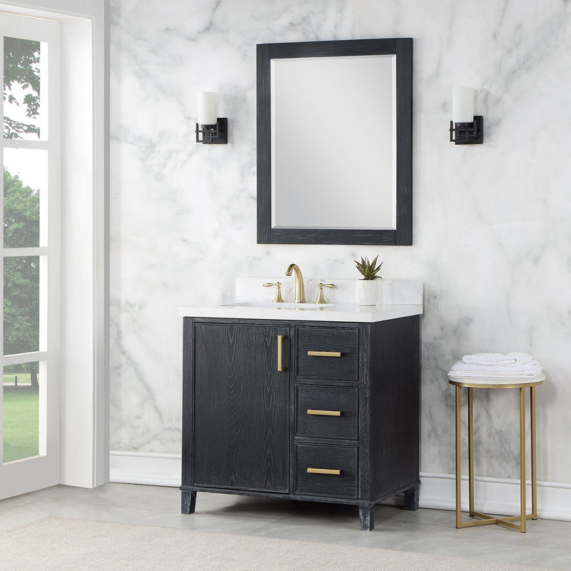 Altair Designs Weiser 36" Single Bathroom Vanity Set with Composite Aosta White Stone Countertop - 549036-BO-AW-NM - Backyard Provider