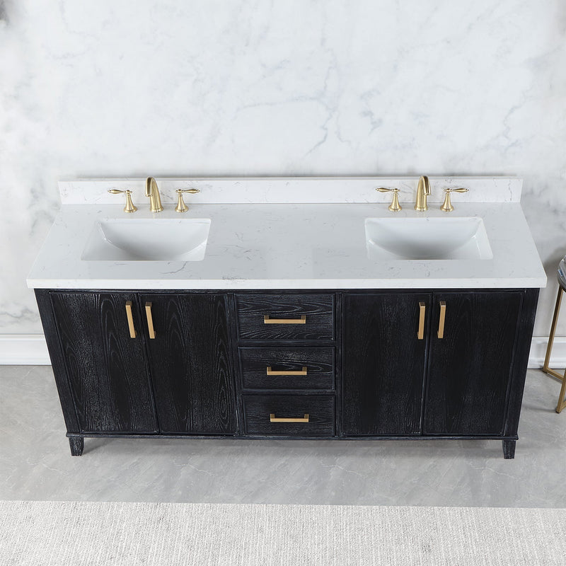 Altair Designs Weiser 72" Double Bathroom Vanity with Composite Aosta White Stone Countertop - 549072-BO-AW-NM - Backyard Provider