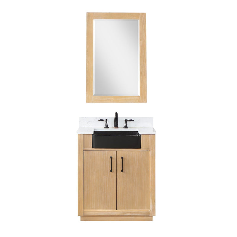 Altair Designs Novago 30" Single Bathroom Vanity Set with Composite Aosta White Stone Countertop and Farmhouse Sink - 550030-WP-AW-NM - Backyard Provider