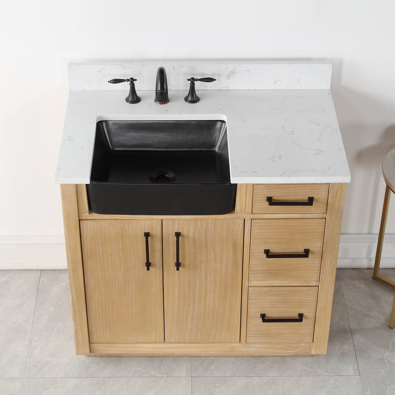 Altair Designs Novago 36" Single Bathroom Vanity Set with Composite Aosta White Stone Countertop and Farmhouse Sink - 550036-WP-AW-NM - Backyard Provider