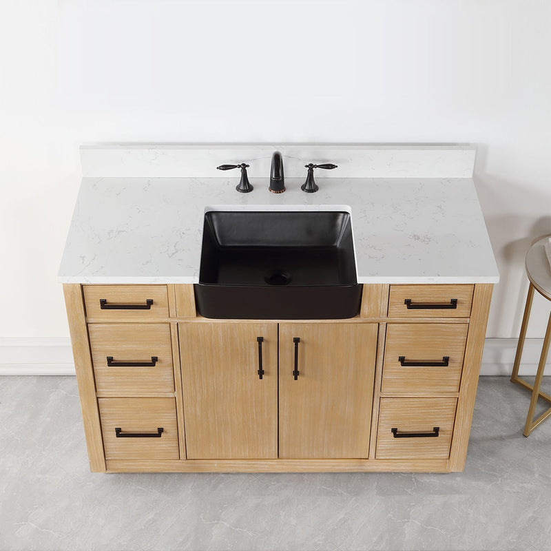 Altair Designs Novago 48" Single Bathroom Vanity Set with Composite Aosta White Stone Countertop and Farmhouse Sink - 550048-WP-AW-NM - Backyard Provider