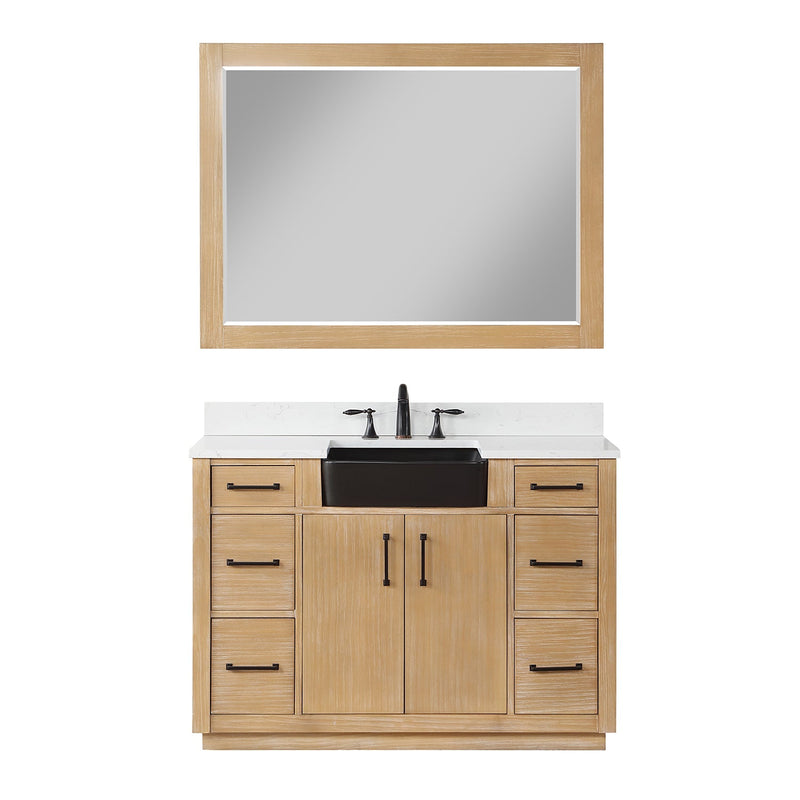 Altair Designs Novago 48" Single Bathroom Vanity Set with Composite Aosta White Stone Countertop and Farmhouse Sink - 550048-WP-AW-NM - Backyard Provider