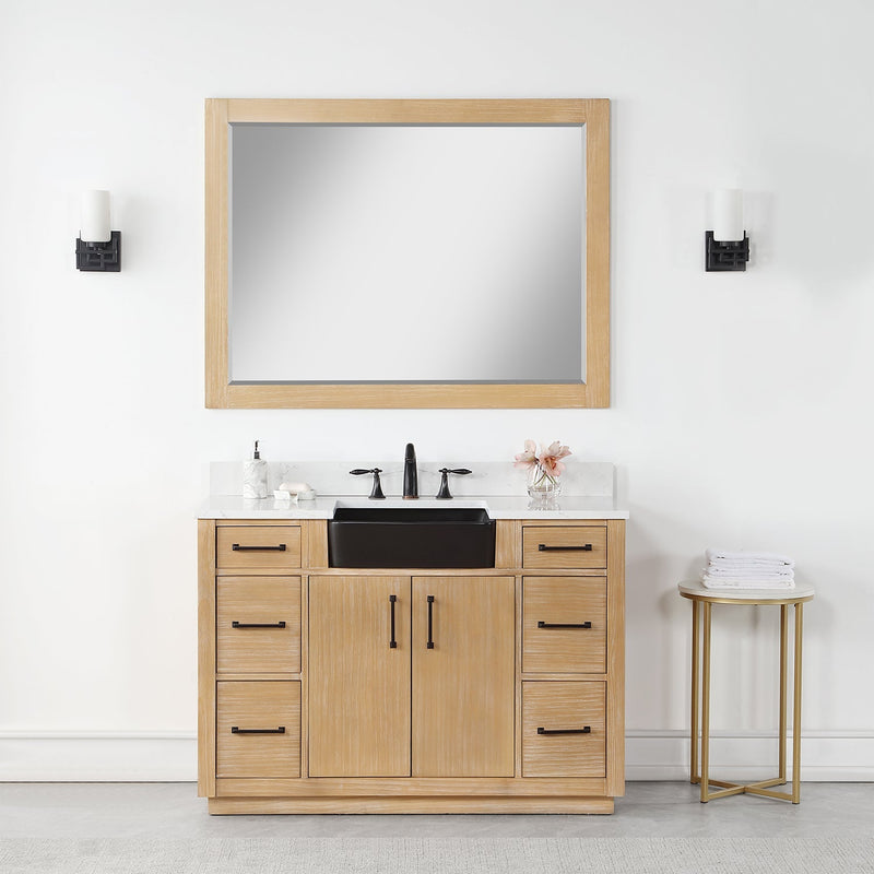 Altair Designs Novago 48" Single Bathroom Vanity Set with Composite Aosta White Stone Countertop and Farmhouse Sink - 550048-WP-AW-NM - Backyard Provider