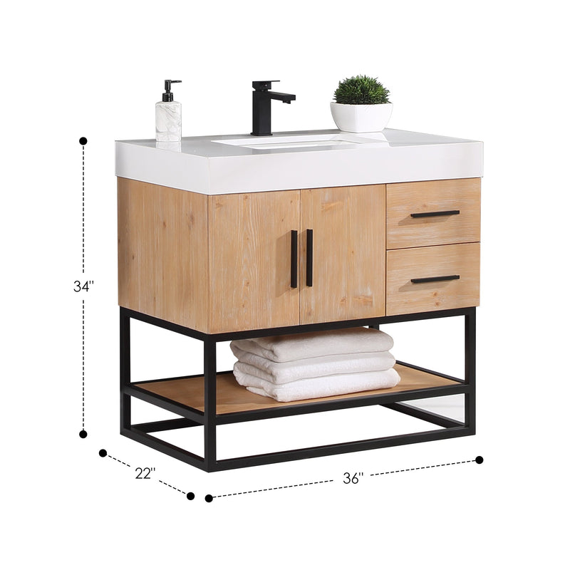 Altair Designs Bianco Single Bathroom Vanity with White Composite Stone Countertop - 552036B-LB-WH - Backyard Provider