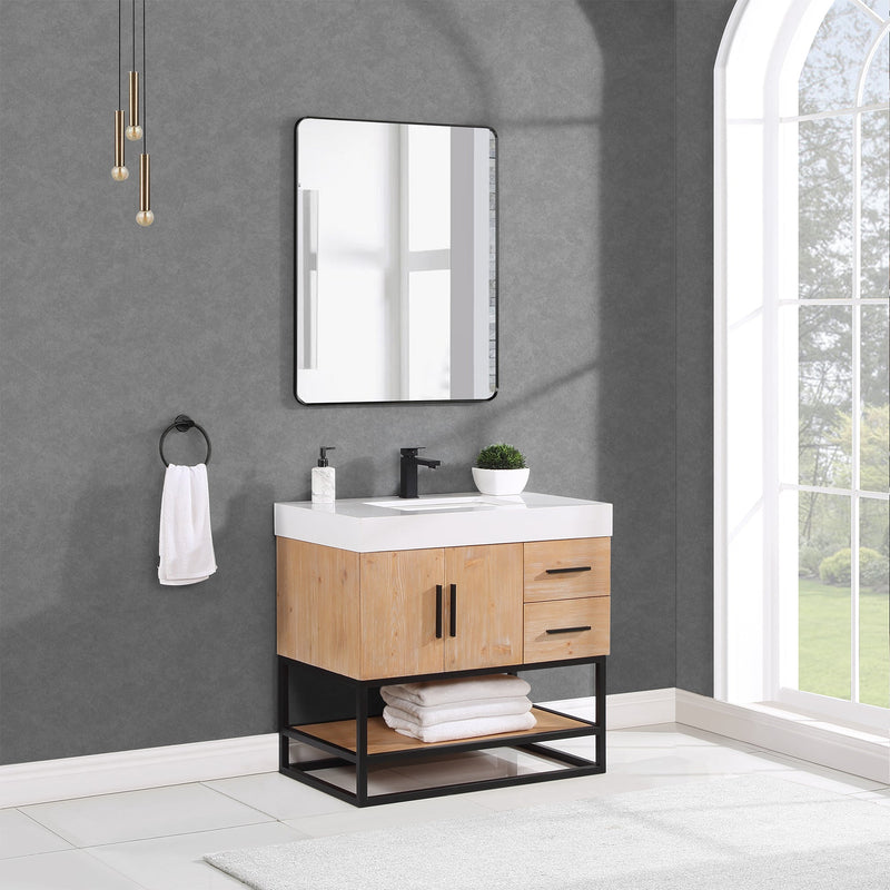 Altair Designs Bianco Single Bathroom Vanity with White Composite Stone Countertop - 552036B-LB-WH - Backyard Provider