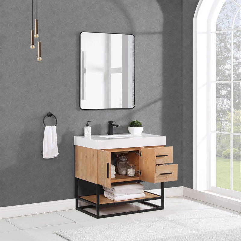 Altair Designs Bianco Single Bathroom Vanity with White Composite Stone Countertop - 552036B-LB-WH - Backyard Provider