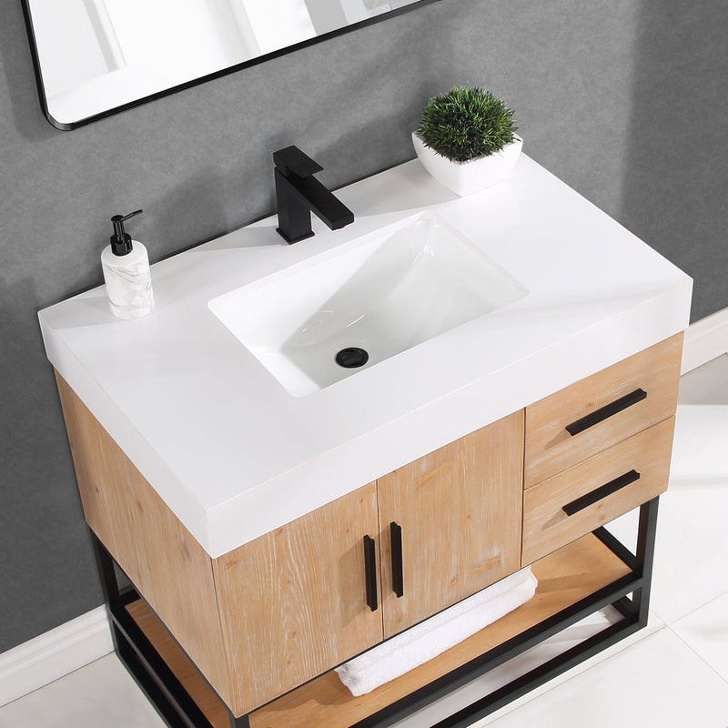 Altair Designs Bianco Single Bathroom Vanity with White Composite Stone Countertop - 552036B-LB-WH - Backyard Provider