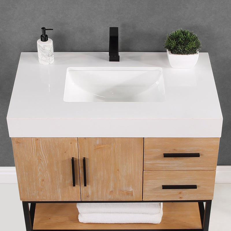 Altair Designs Bianco Single Bathroom Vanity with White Composite Stone Countertop - 552036B-LB-WH - Backyard Provider