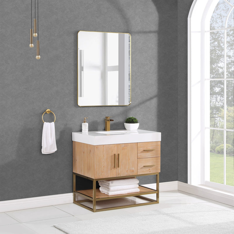 Altair Designs Bianco Single Bathroom Vanity with White Composite Stone Countertop - 552036B-LB-WH - Backyard Provider