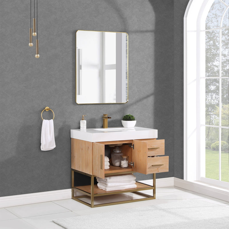 Altair Designs Bianco Single Bathroom Vanity with White Composite Stone Countertop - 552036B-LB-WH - Backyard Provider