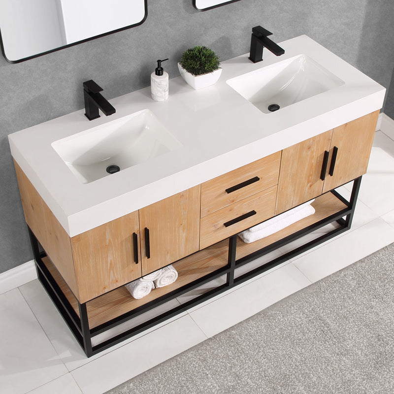 Altair Designs Bianco Double Bathroom Vanity with White Composite Stone Countertop - 552060B-LB-WH-NM - Backyard Provider