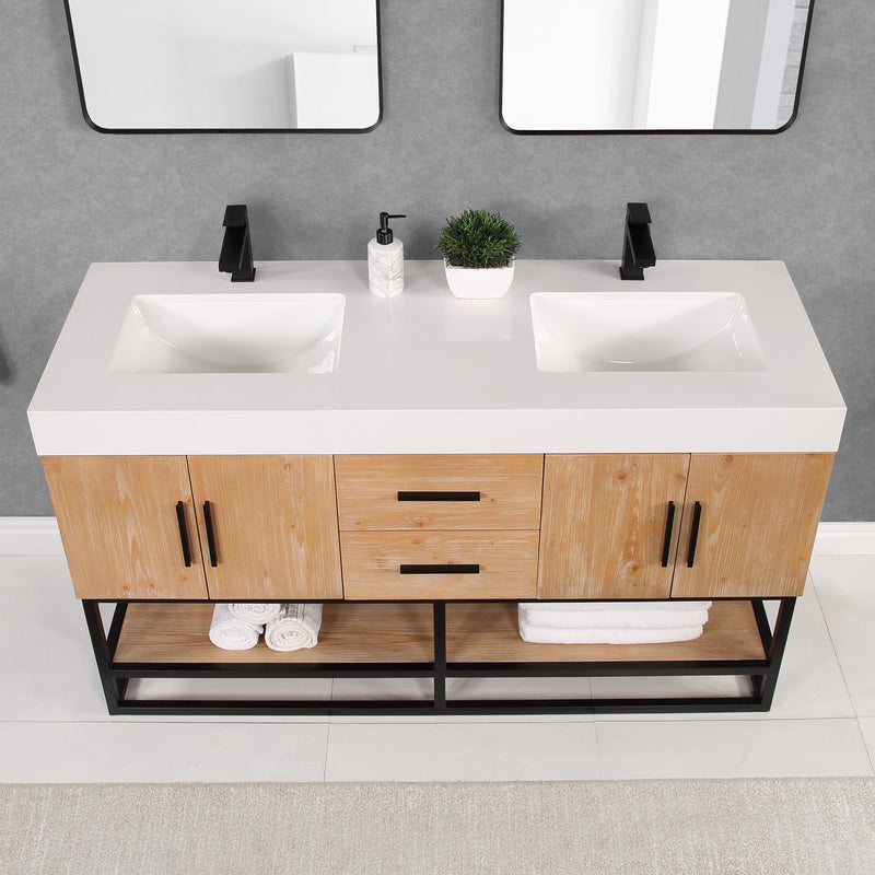 Altair Designs Bianco Double Bathroom Vanity with White Composite Stone Countertop - 552060B-LB-WH-NM - Backyard Provider