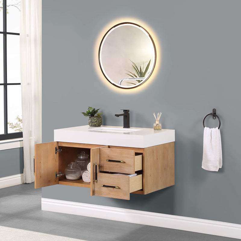 Altair Designs Corchia Wall-mounted Single Bathroom Vanity with White Composite Stone Countertop - 553036-LB-WH - Backyard Provider