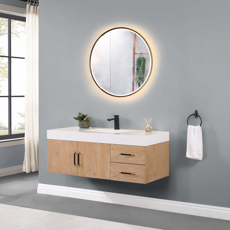 Altair Designs Corchia Wall-mounted Single Bathroom Vanity with White Composite Stone Countertop - 553036-LB-WH - Backyard Provider