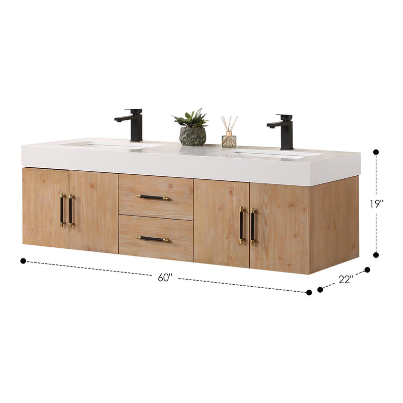 Altair Designs Corchia Wall-mounted Double Bathroom Vanity with White Composite Stone Countertop - 553060-LB-WH - Backyard Provider