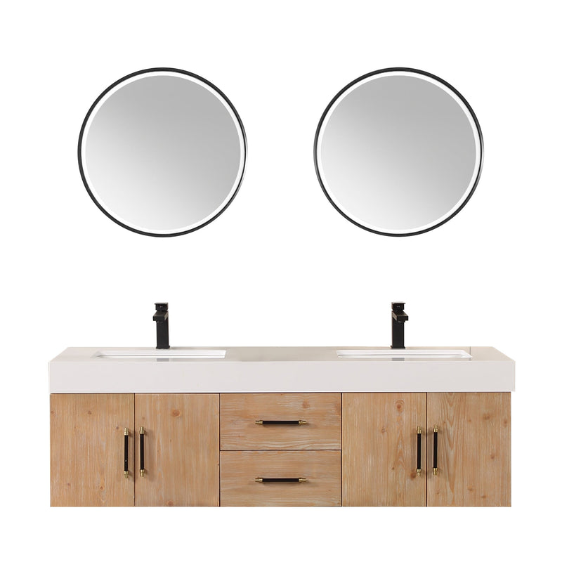 Altair Designs Corchia Wall-mounted Double Bathroom Vanity with White Composite Stone Countertop - 553060-LB-WH - Backyard Provider