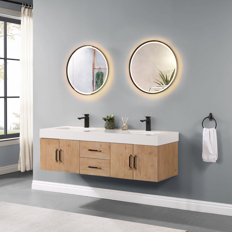 Altair Designs Corchia Wall-mounted Double Bathroom Vanity with White Composite Stone Countertop - 553060-LB-WH - Backyard Provider