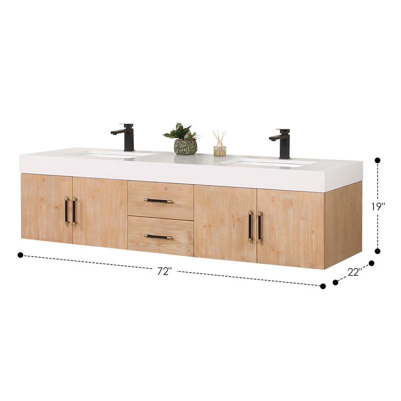 Altair Designs Corchia Wall-mounted Double Bathroom Vanity with White Composite Stone Countertop - 553060-LB-WH - Backyard Provider