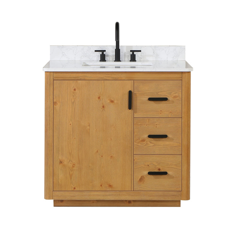 Altair Designs Perla 36" Single Bathroom Vanity with Grain White Composite Stone Countertop - 556036-NW-GW - Backyard Provider