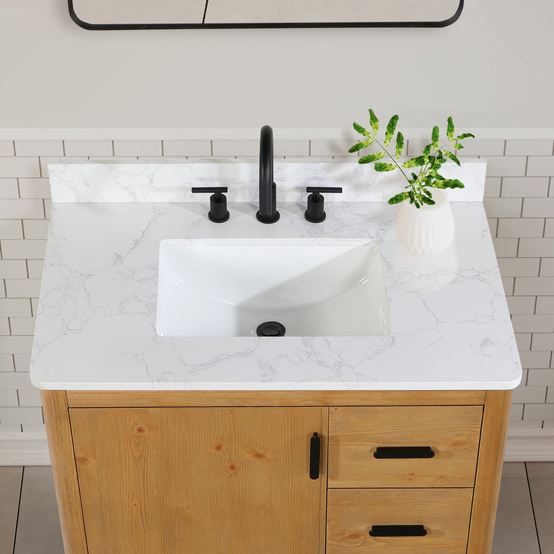 Altair Designs Perla 36" Single Bathroom Vanity with Grain White Composite Stone Countertop - 556036-NW-GW - Backyard Provider