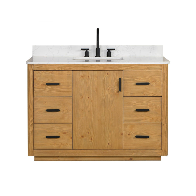 Altair Designs Perla 48" Single Bathroom Vanity with Grain White Composite Stone Countertop - 556048-NW-GW - Backyard Provider