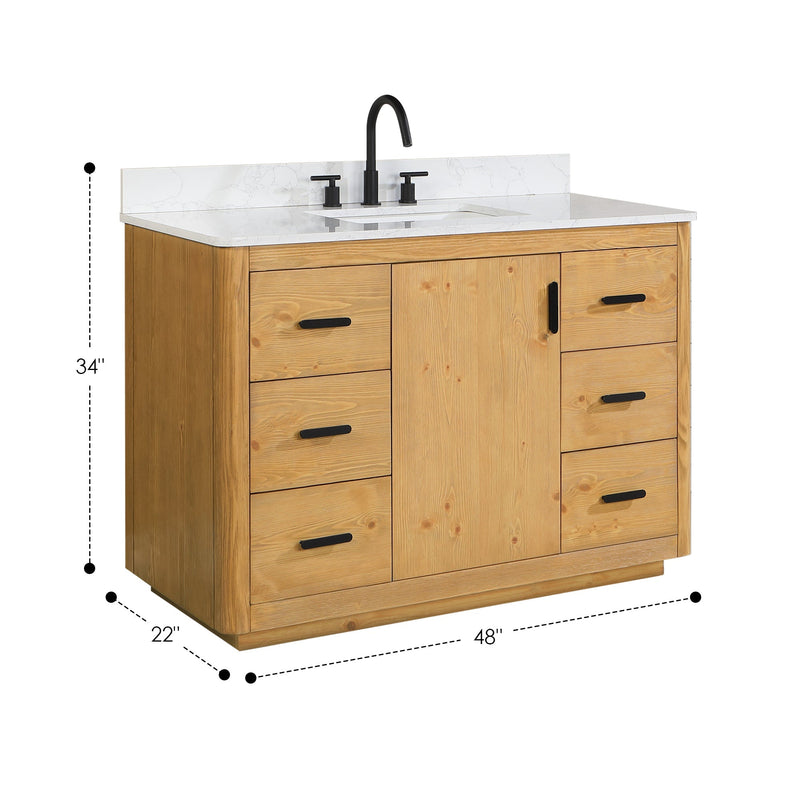 Altair Designs Perla 48" Single Bathroom Vanity with Grain White Composite Stone Countertop - 556048-NW-GW - Backyard Provider