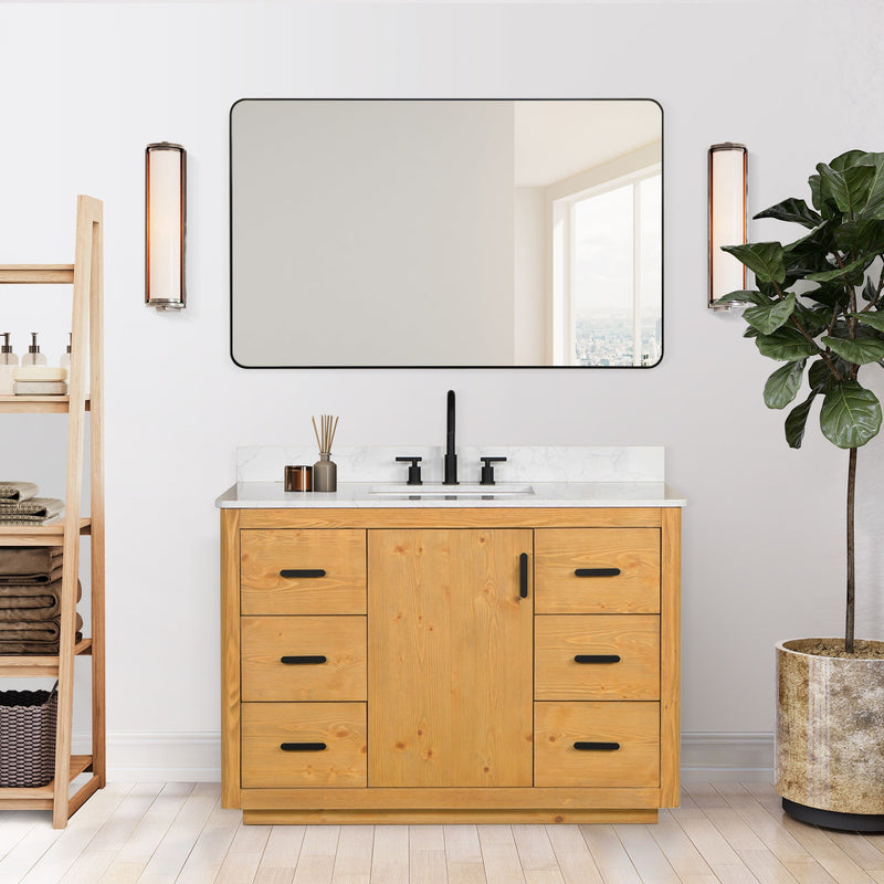 Altair Designs Perla 48" Single Bathroom Vanity with Grain White Composite Stone Countertop - 556048-NW-GW - Backyard Provider