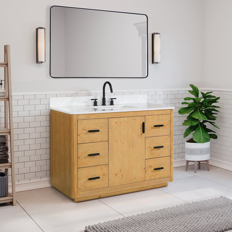 Altair Designs Perla 48" Single Bathroom Vanity with Grain White Composite Stone Countertop - 556048-NW-GW - Backyard Provider