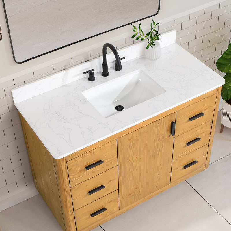 Altair Designs Perla 48" Single Bathroom Vanity with Grain White Composite Stone Countertop - 556048-NW-GW - Backyard Provider