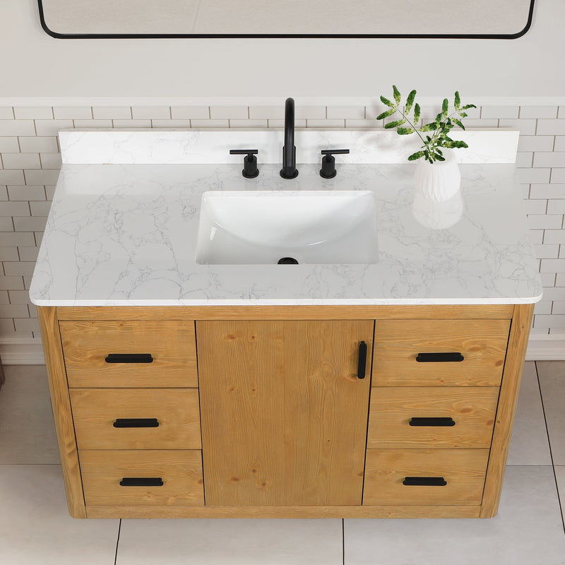 Altair Designs Perla 48" Single Bathroom Vanity with Grain White Composite Stone Countertop - 556048-NW-GW - Backyard Provider