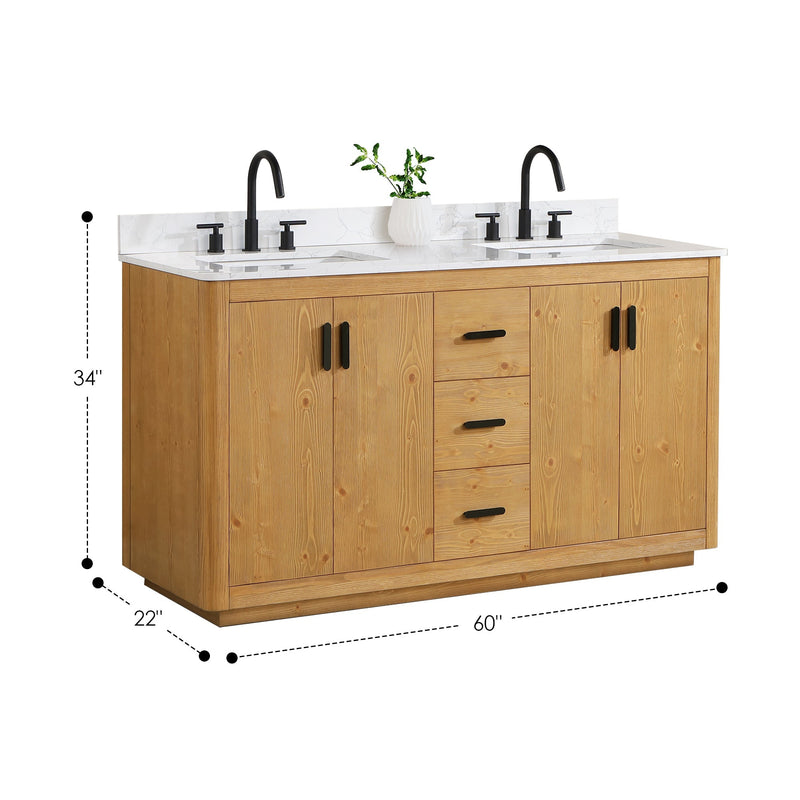 Altair Designs Perla 60" Double Bathroom Vanity with Grain White Composite Stone Countertop - 556060-NW-GW - Backyard Provider