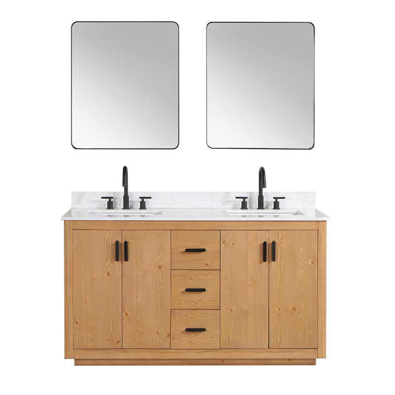 Altair Designs Perla 60" Double Bathroom Vanity with Grain White Composite Stone Countertop - 556060-NW-GW - Backyard Provider