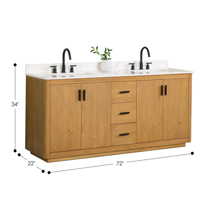 Altair Designs Perla 72" Double Bathroom Vanity with Grain White Composite Stone Countertop - 556072-NW-GW - Backyard Provider