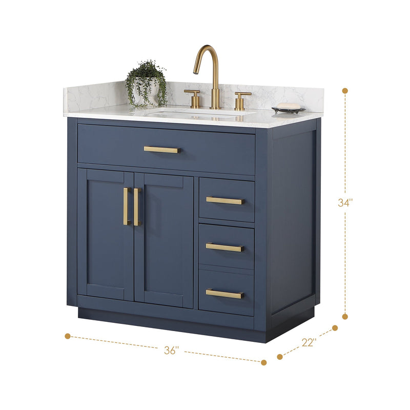 Altair Designs Gavino 36" Single Bathroom Vanity with Composite Stone Countertop - 557036-RB-GW - Backyard Provider