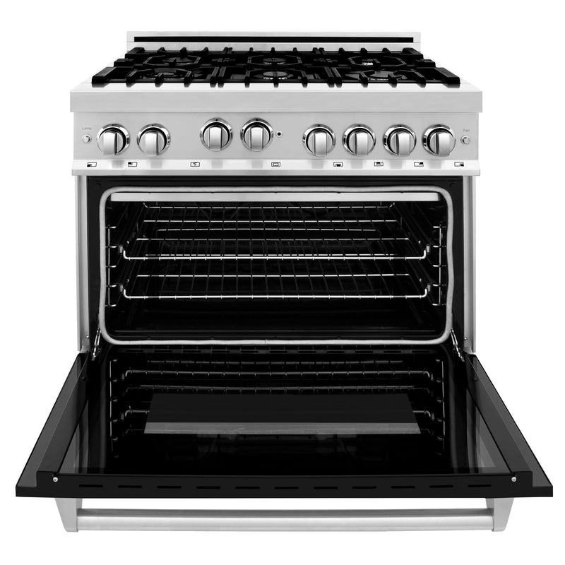 ZLINE 36 in. Professional 4.6 cu. ft. Gas Range in Stainless Steel - Black Matte, RG-BLM-36