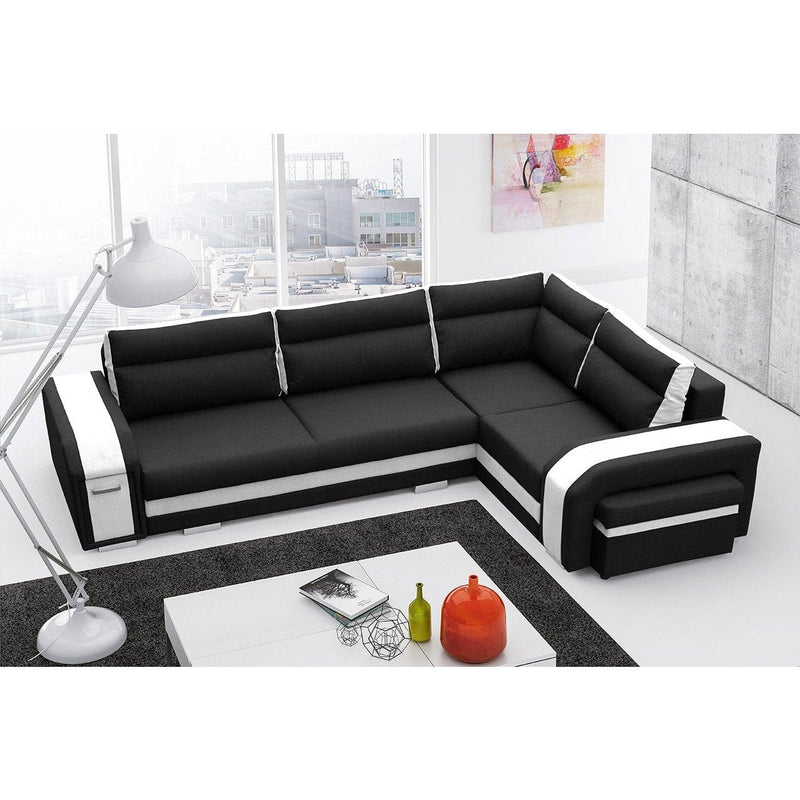 Sectional Sleeper Sofa AMBROSE Faux leather with storage, SALE - Backyard Provider