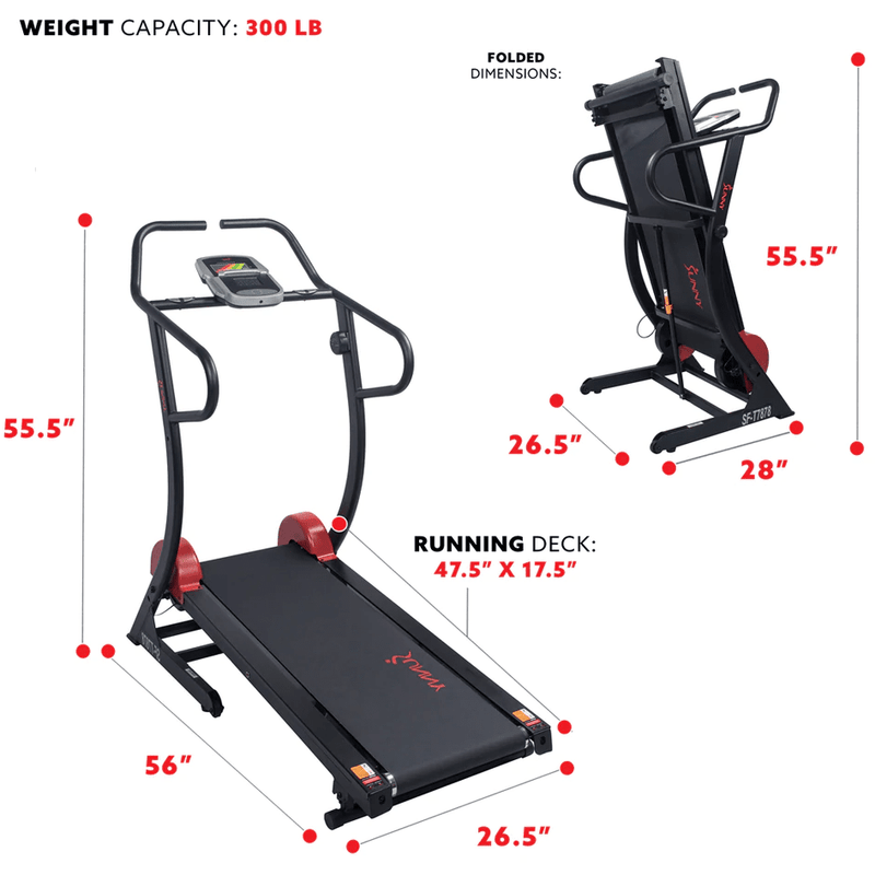 Sunny Health & Fitness Magnetic Training Manual Treadmill