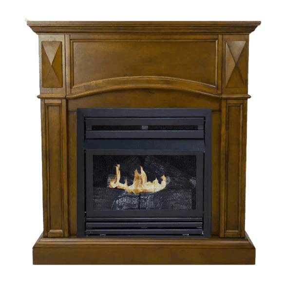 Pleasant Hearth 20,000 BTU 36 in. Compact Convertible Ventless Propane Gas Fireplace in Heritage Oak New