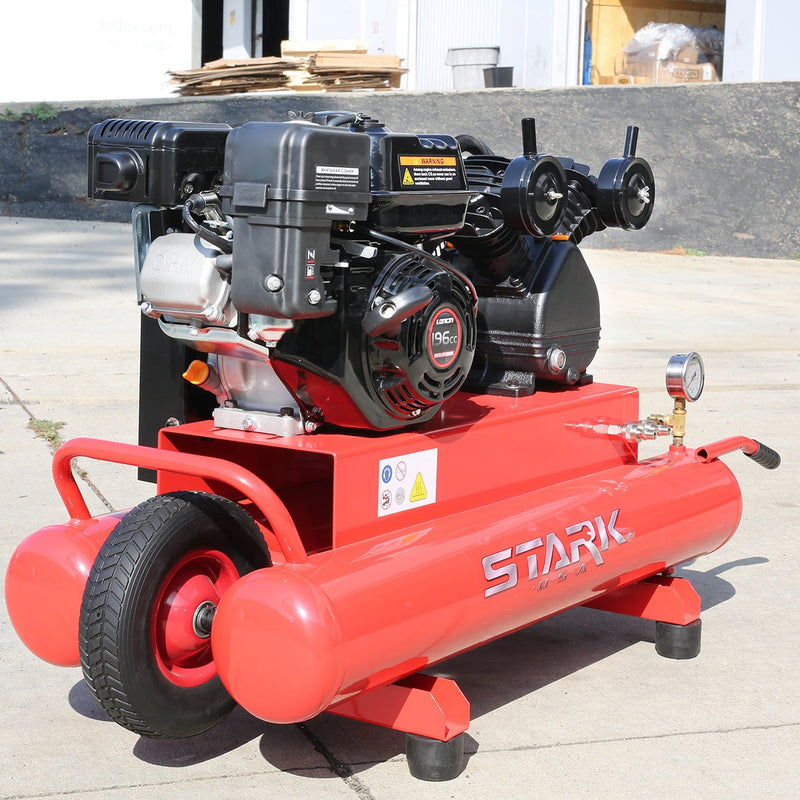 Stark USA 10 Gallons 6.5 HP Portable Gas-Powered Twin Stack Air Compressor Tank 65152