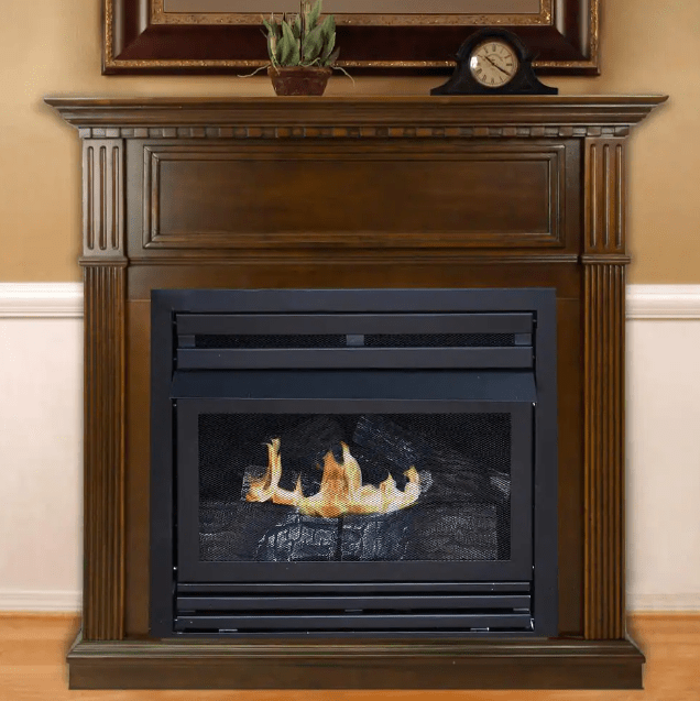 Pleasant Hearth 27,500 BTU 42 in. Convertible Ventless Propane Gas Fireplace in Cherry New