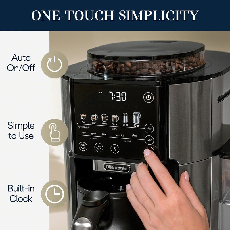 De'Longhi TrueBrew Automatic Coffee Maker with Bean Extract Technology with Thermal Carafe CAM51035M