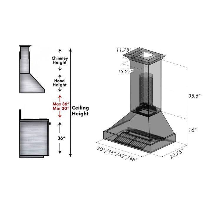 ZLINE 48 in. DuraSnow® Stainless Steel Range Hood with DuraSnow® Shell, 8654SN-48