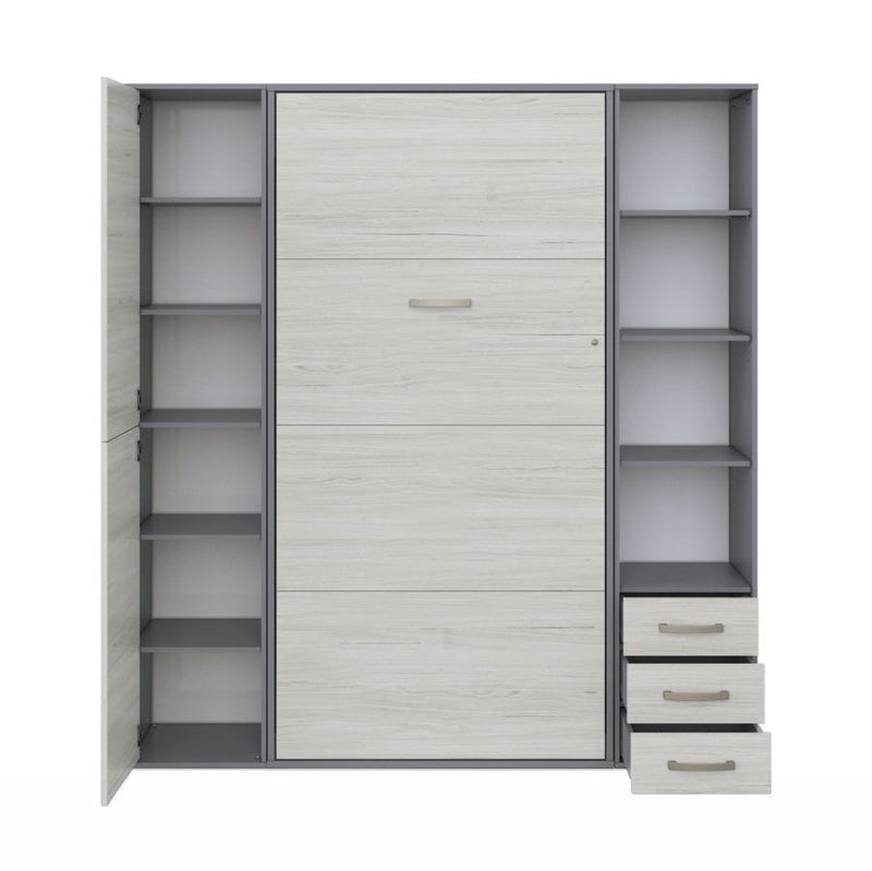 Maxima House Invento Vertical Wall Bed, European Full XL Size with 2 cabinets - IN140V-08/09W - Backyard Provider