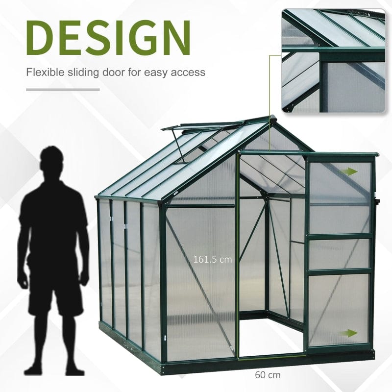 Outsunny 6' x 8' x 7' Polycarbonate Portable Walk-In Garden Greenhouse - 845-059