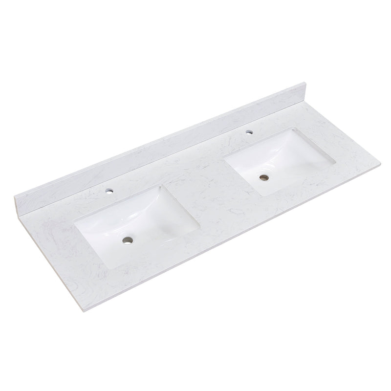 Altair Designs Salerno Double Sink Bathroom Vanity Countertop in Aosta White - 65073-CTP-AW - Backyard Provider