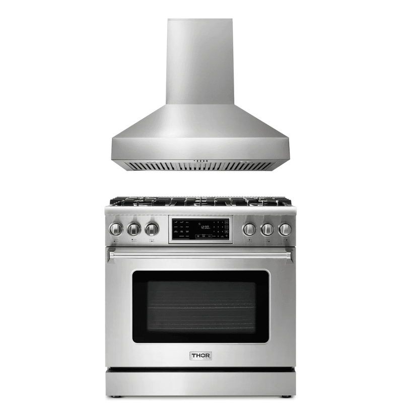 Thor Kitchen Appliance Package - 36 In. Gas Range, Range Hood, AP-TRG3601LP-W