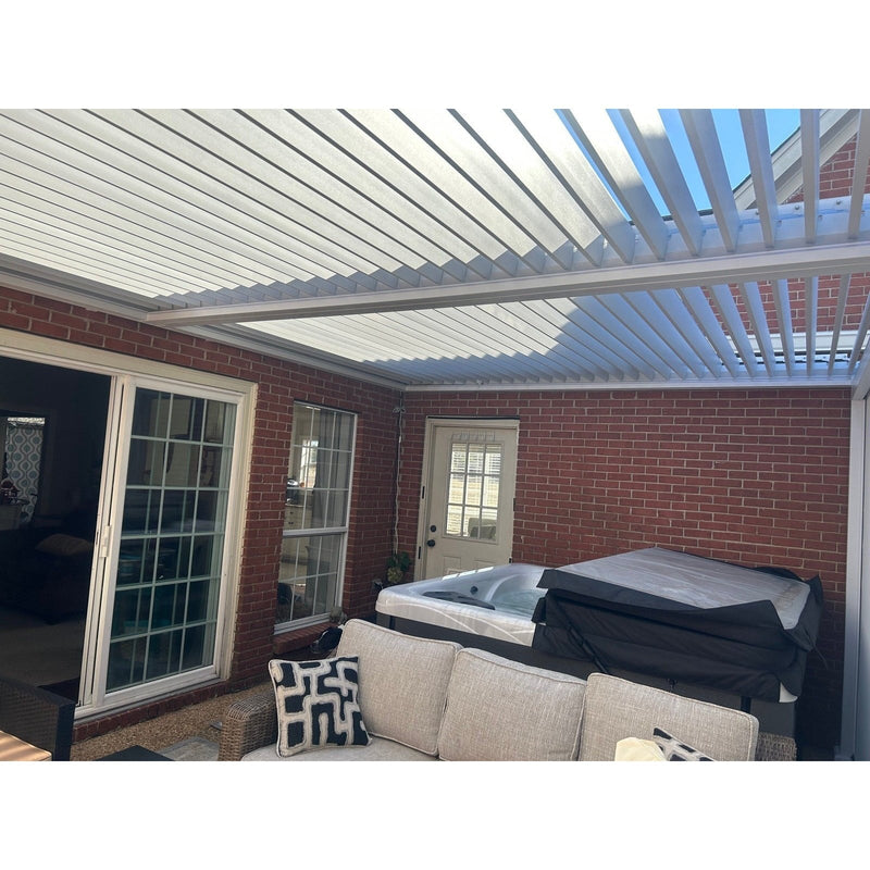 Bon Pergola 13' x 19' Wall Mount Louvered Villa Pergola