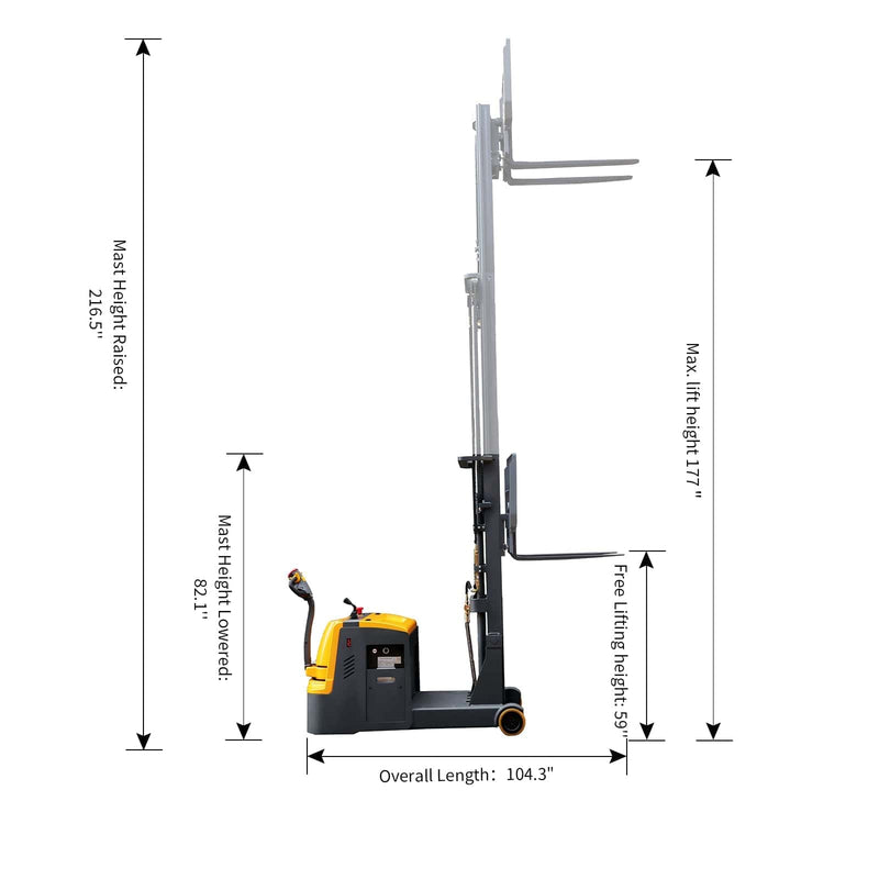 Apollolift Counterbalanced Electric Stacker  3300lbs 177" High - Backyard Provider